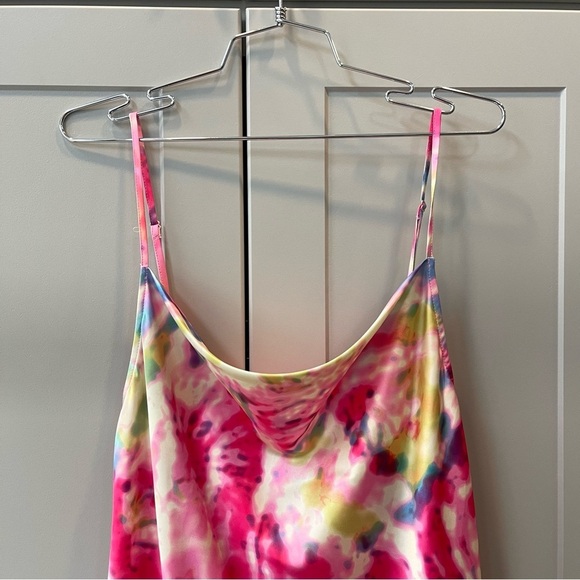 Flynne Skye Lynne Multicolor Colorful Kaleidescope Cowl Neck Mini Slip Dress M - Picture 3 of 6